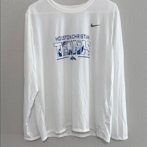 Nike White and Blue Long Sleeve Tee